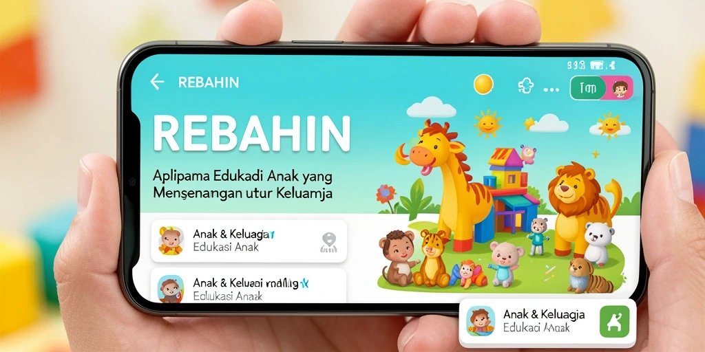 Antarmuka pengguna REBAHIN yang menarik dan ramah anak.