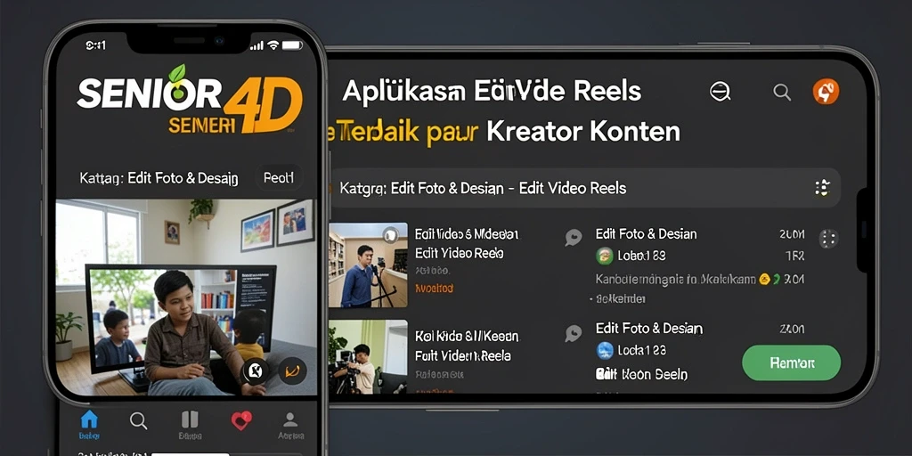 Antarmuka pengguna SENIOR4D saat mengedit video Reels.