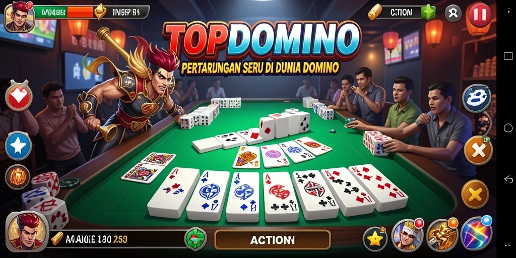 Tampilan antarmuka game TOPDOMINO dengan grafis yang menarik.